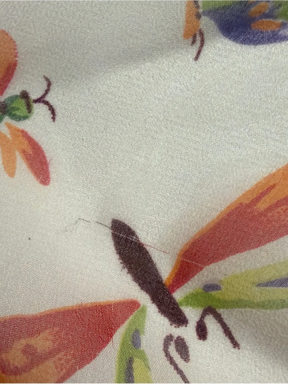 Vintage Lot of 3 Butterfly & Bugs Print Scarves Silk & Polyester 1 New
